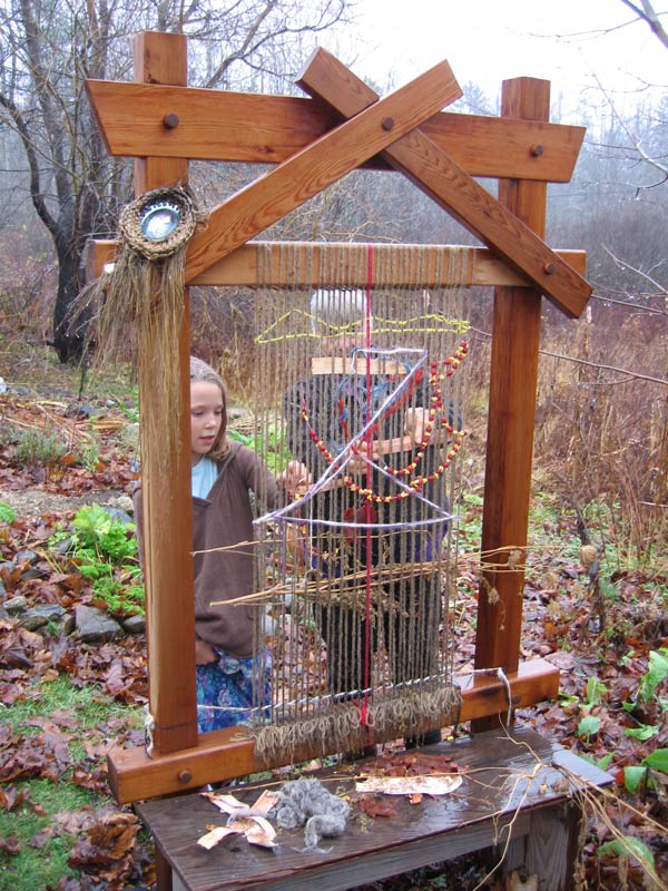 Weaving together on a Garden Loom