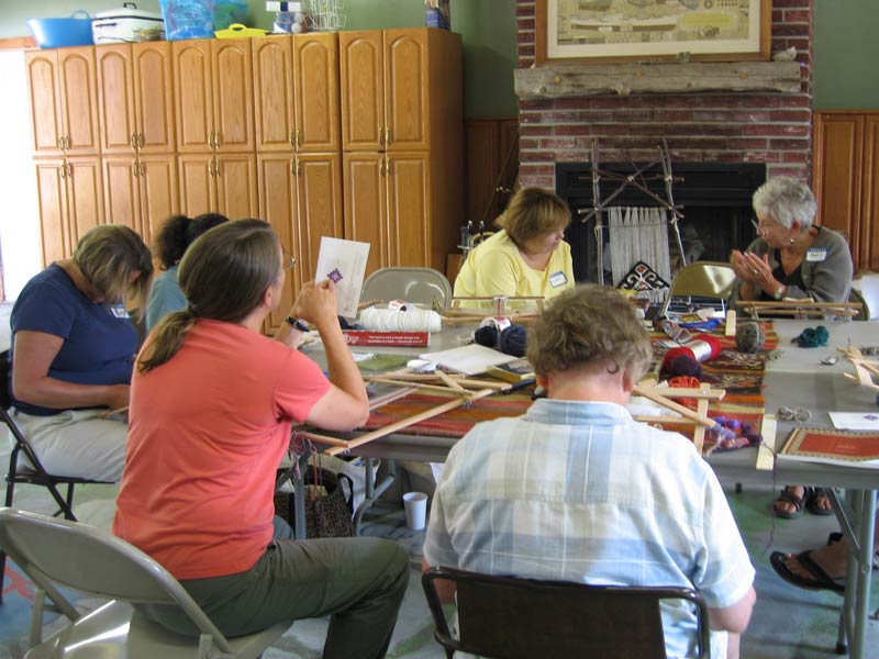 Class weaving in Craft Studio at Fiber College